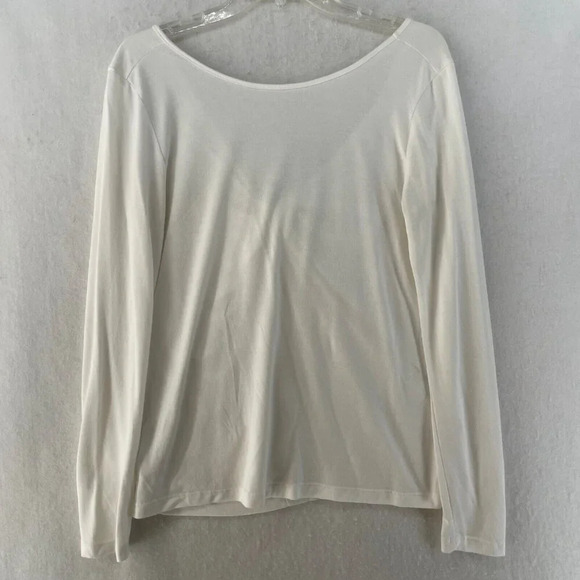 Athleta Shirt Women's Sz S Ivory Long Sleeve Twist Front Pullover V-neck Knotted - Picture 2 of 12